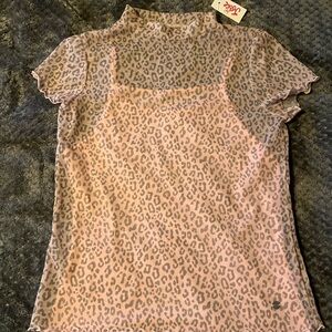 Justice Pink and Gray Leopard Print Blouse